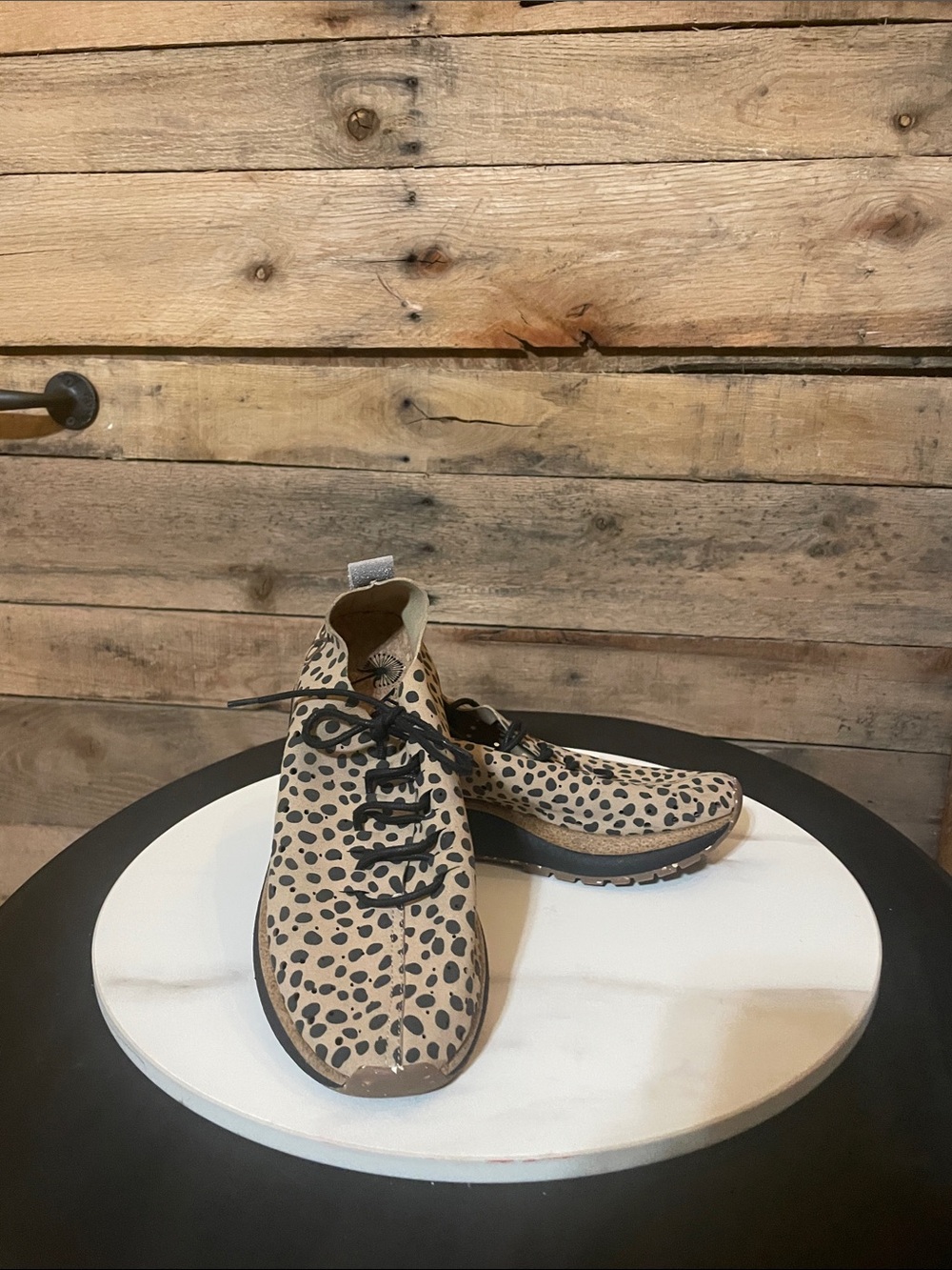 OTBT Kids Leopard-Print Sneakers in Taupe and Black